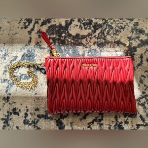 Used - Red Miu Miu Matelasse wristlet